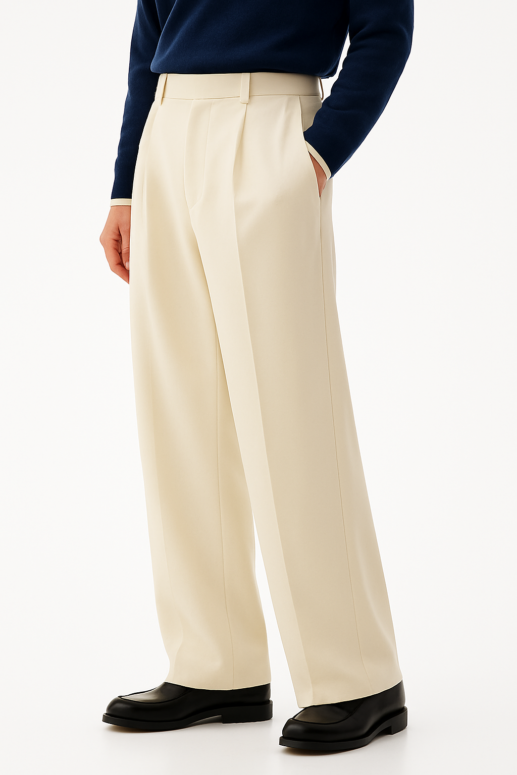 Relaxed Fit Tailored Beige Pants