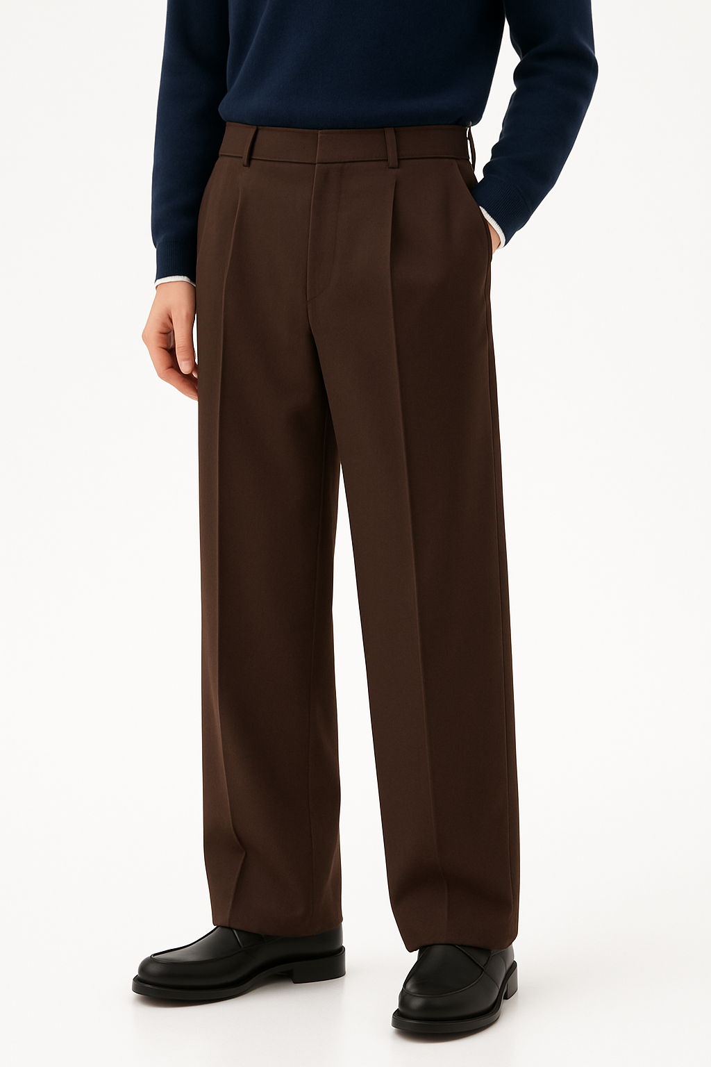 Relaxed Fit Tailored Dark Brown Pants