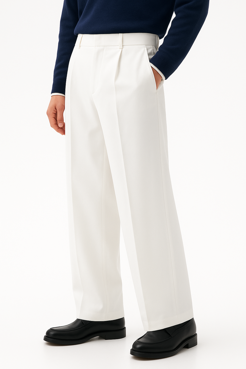 Relaxed Fit Tailored White Pants