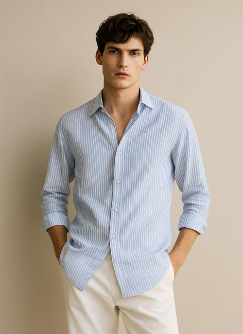 Relaxed Fit Blue Striped Shirt