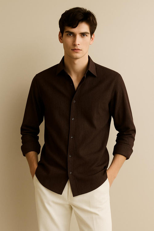Heritage Dark Brown Cotton Shirt