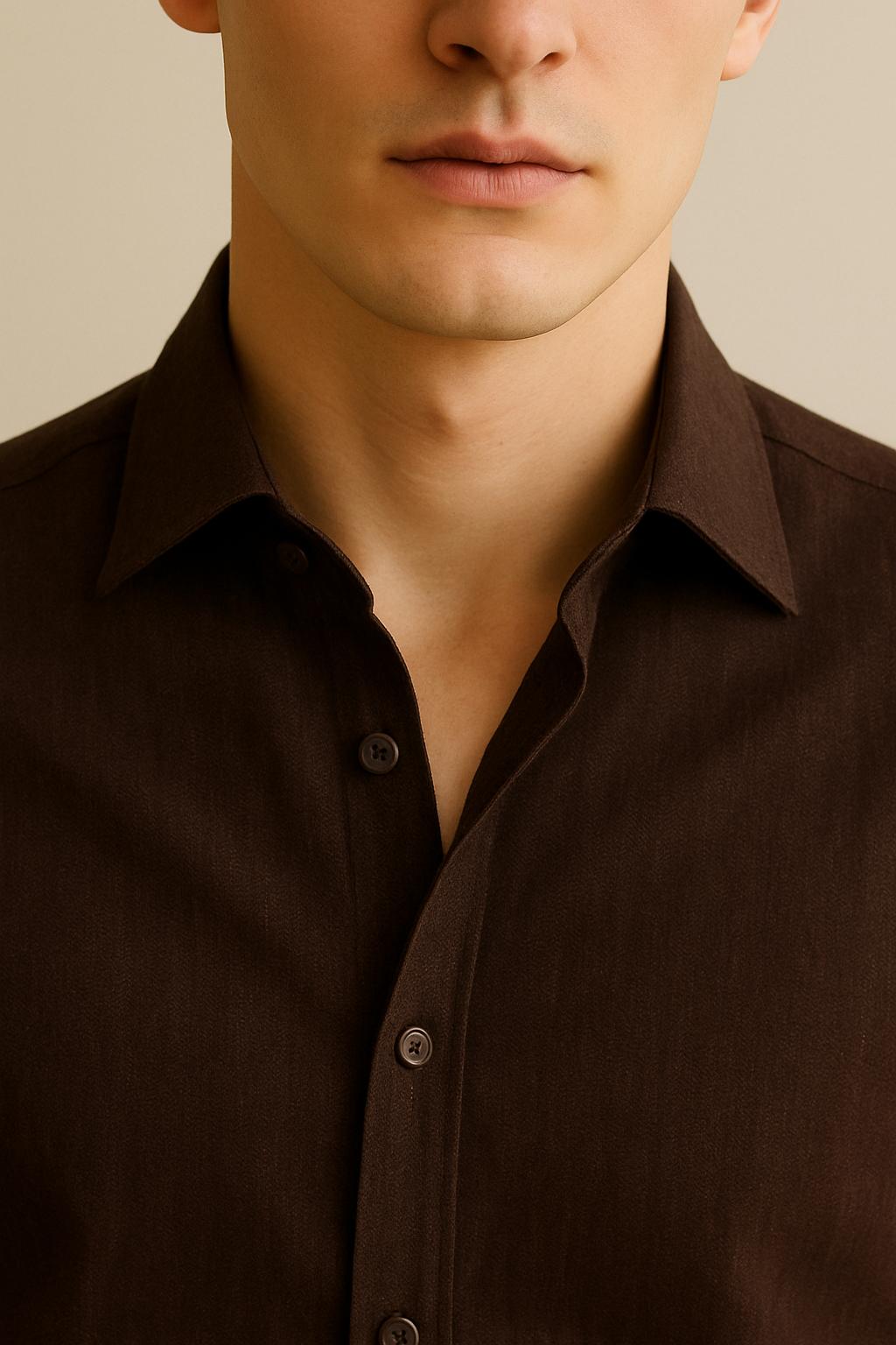 Heritage Dark Brown Cotton Shirt